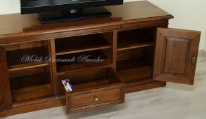Mobile per Tv in noce massello stile classico da 145 cm con ante e cassetto